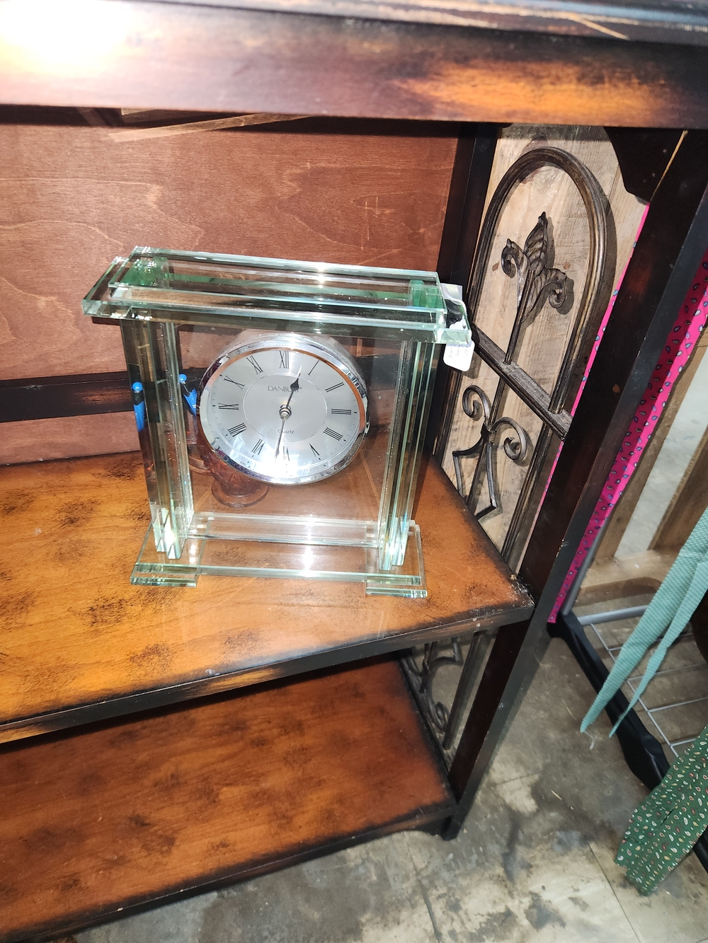 Glass Mantel Clock - Clear Glass with Silver Dial